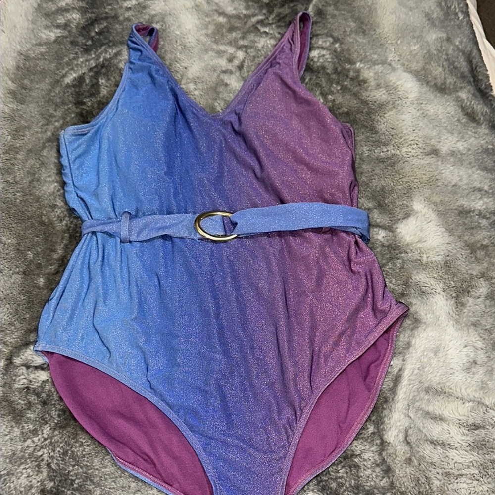 Purple & Blue Swimsuit with Belt